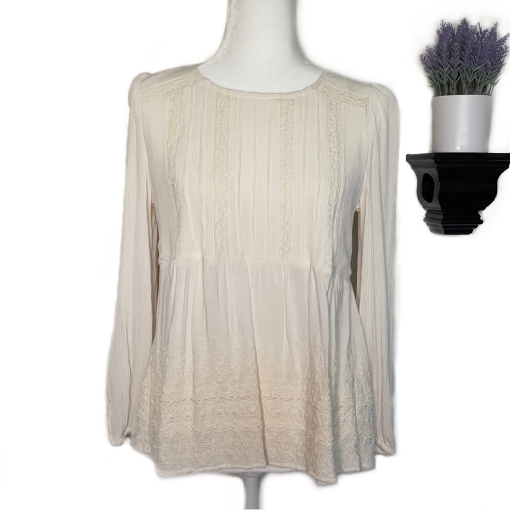 Boho American Eagle Tie Back Long Sleeve Peasant Top - New w/out tags